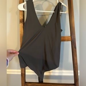 Charcoal grey bodysuit, good material, stretchy! worn once!!